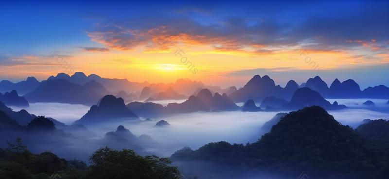 大山烟雾缭绕自然风景摄影图,高清,摄影图,摄影图片,图片大全,摄影图免费下载